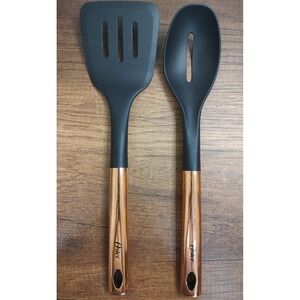 Oster Kitchen Bliss Spatula Slotted Spoon Lot Of 2 Rose Gold Handle U90